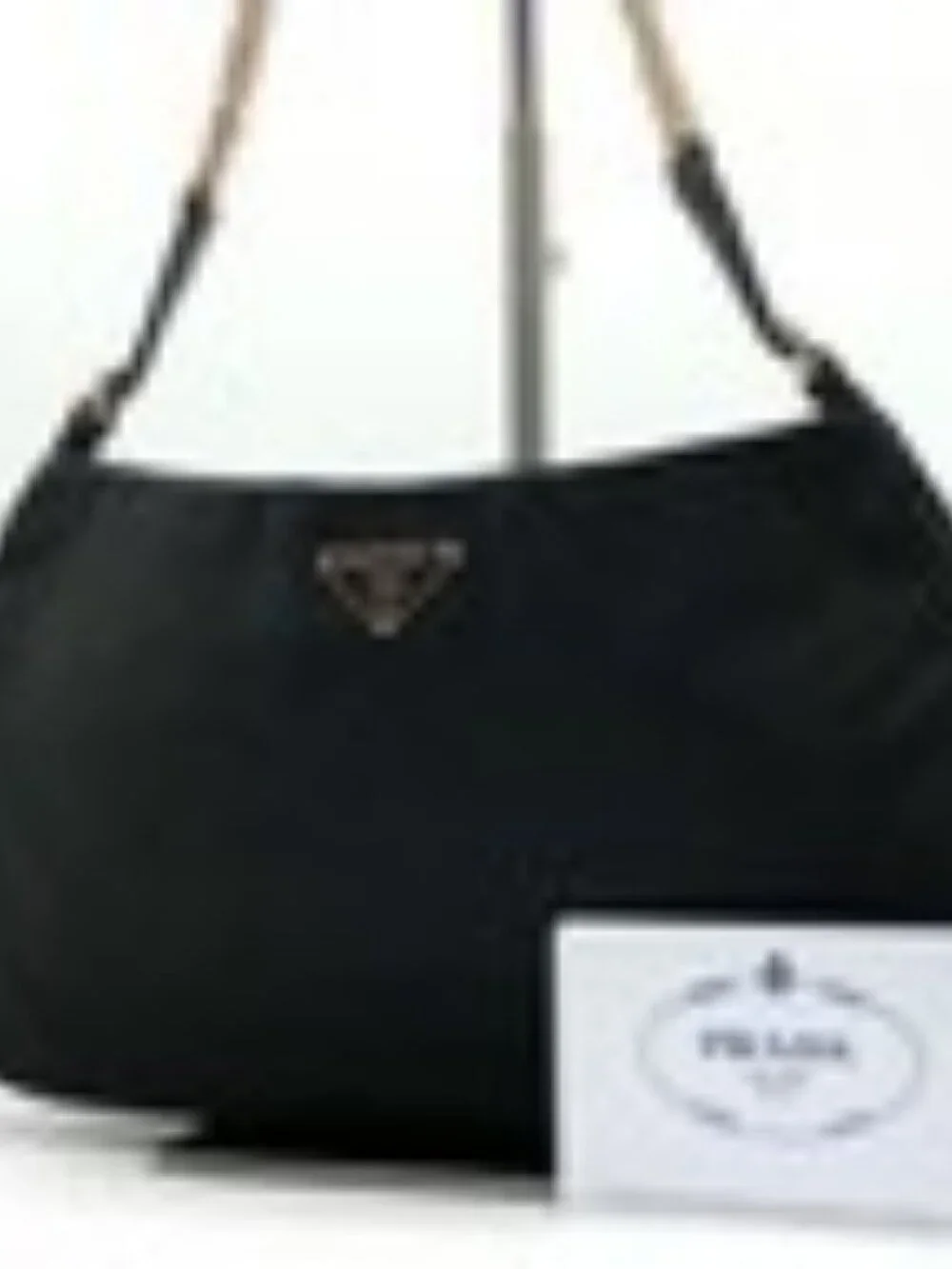PRADA Chain Shoulder Bag Canvas Brown Gold Auth